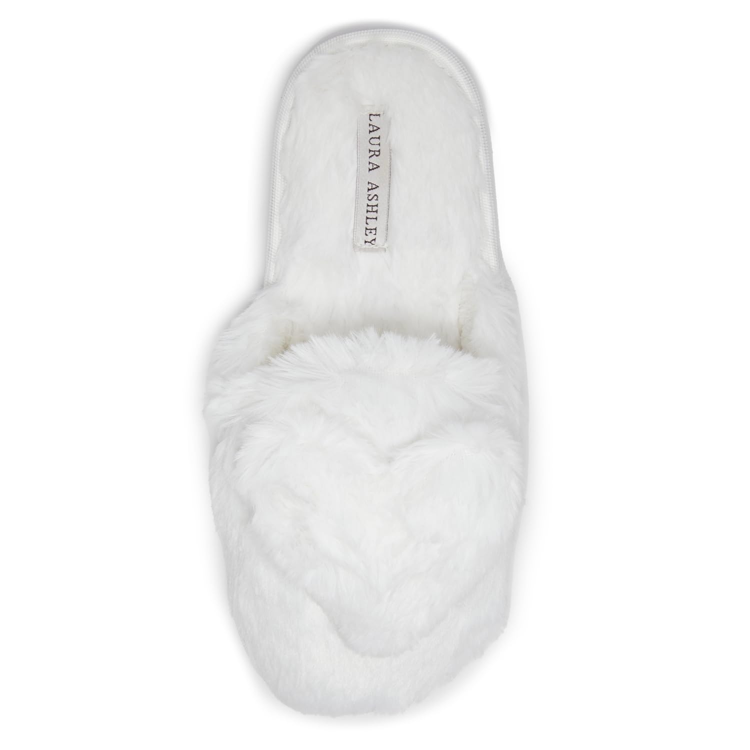 Laura Ashley Women's Plush Faux Fur Memory Foam Slippers, Heart Slip On Slippers for Women - Indoor House/Bedroom Shoes